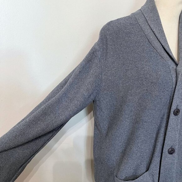 AIGLE MEN'S GREY 100% COTTON SHAWL LAPEL CARDIGAN - L - Picture 6 of 13